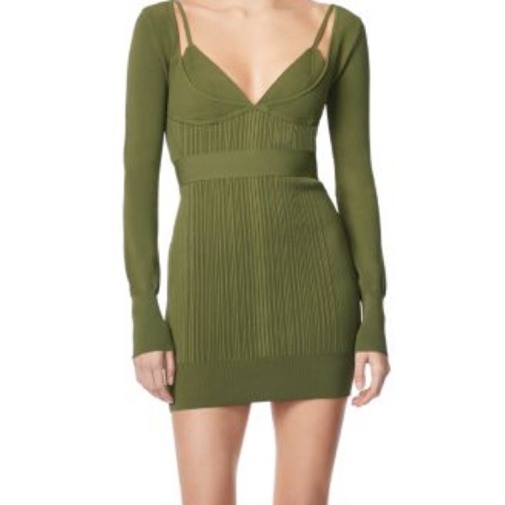Herve Leger Olive Green Mini Dress